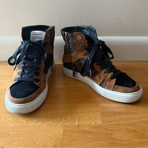 ZADIG & VOLTAIRE Logo Chocolate Brown High Flash Suede Sneakers - 36